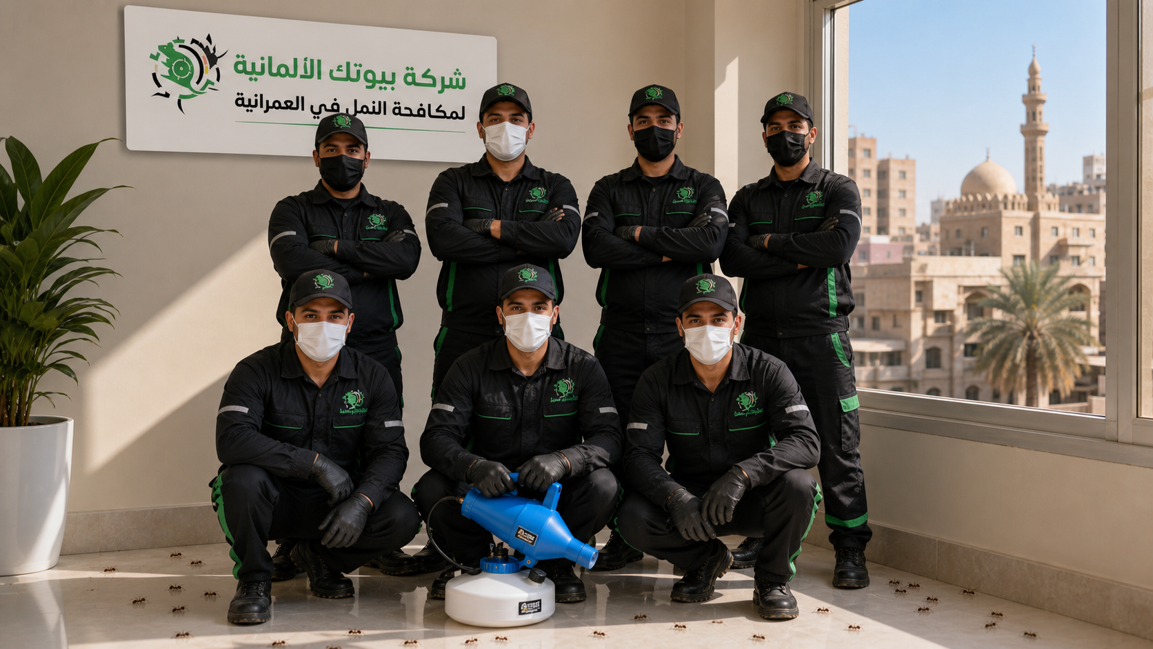 فريق بيوتك الألمانية المتخصص في رش وإبادة الحشرات بالعمرانية بالجيزة